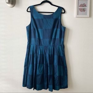 Maison Jules Blue Dotted Pleated Dress